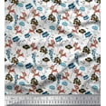 thumbnail image 1 of Soimoi Velvet Fabric Floral,Fish & Deer Cartoon Print Fabric by The Yard 58 Inch Wide, 1 of 1