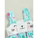 thumbnail image 5 of Vestido de Pascua para niñas pequeñas, mono informal sin mangas con estampado de conejito, vestido de verano informal de corte A con conejo, 5 of 8
