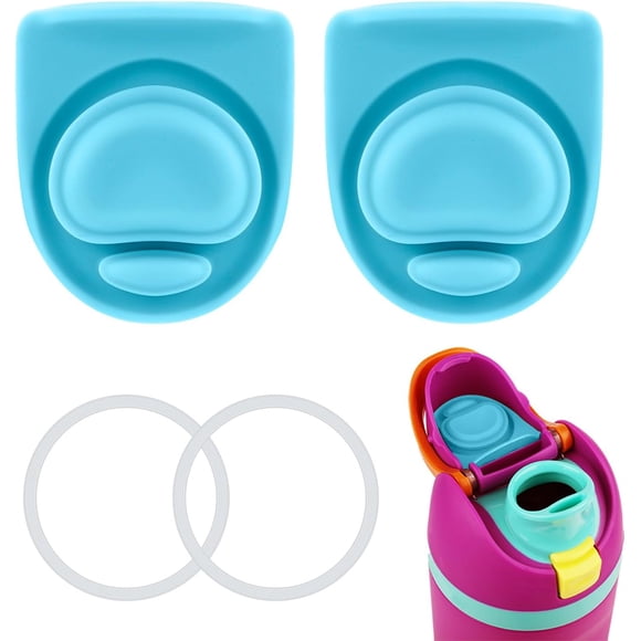 HUGFEGWE 4pcs Bottle Seal Ring & Replacement Stopper for Owala FreeSip 19oz 24oz 32oz 40oz, Silicone O Ring Water Bottle Lid Parts, Cap Mouth Plug Gasket Accessories, BPA-Free (Cyan) CJB91-103562