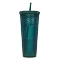 thumbnail image 1 of Vaso de plástico de 710ml con tapa y pajita, taza de café helado reutilizable, taza para batidos, taza láser transparente, 1 of 5