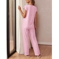 thumbnail image 4 of Ekouaer Womens Pajama Sets Cap Sleeve Sleepwear Tops and Long Pants Comfy Pjs 2 Piece Lounge Set with Pockets, 4 of 6