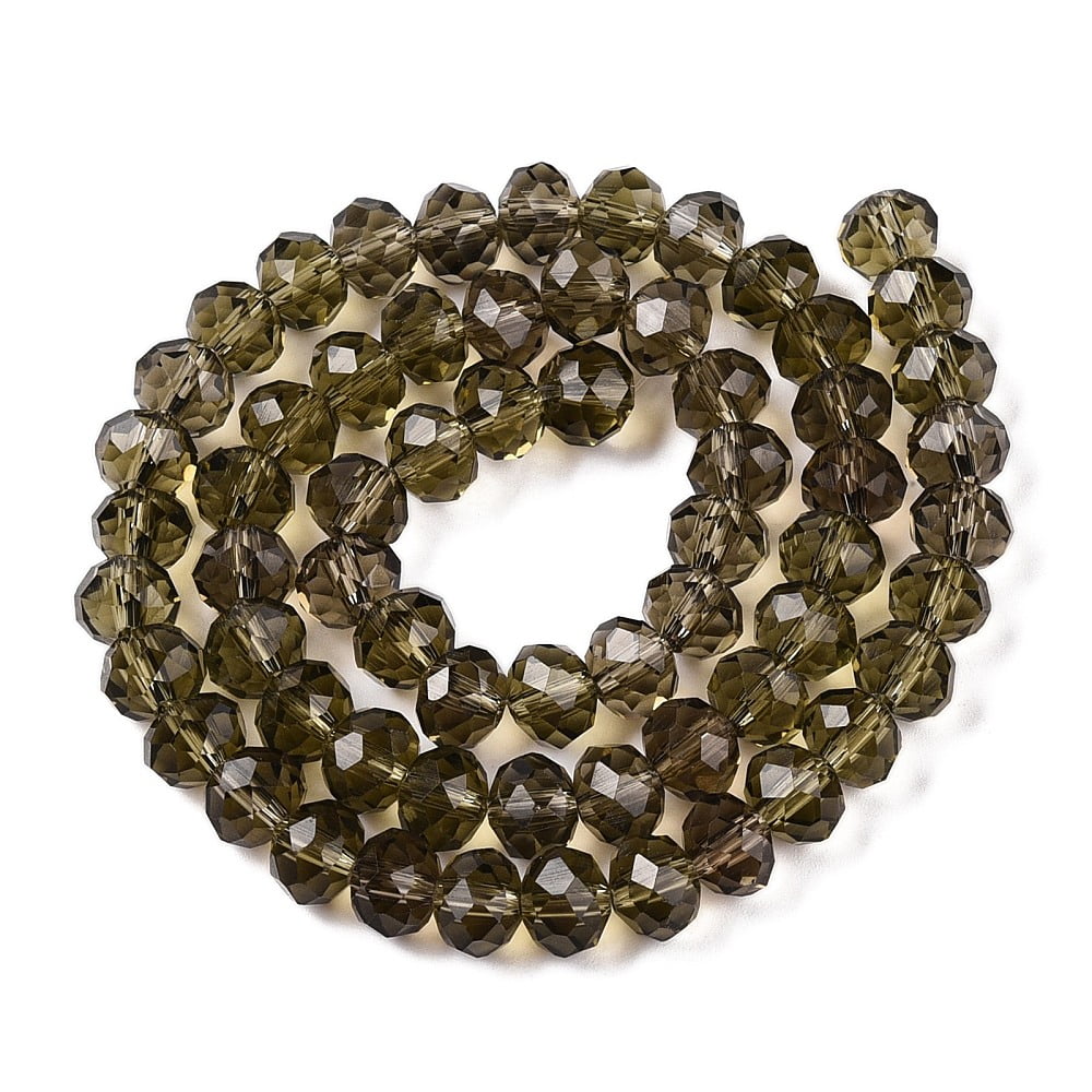 20Strand Glass Beads Strands Faceted Rondelle Tan 8x6mm Hole: 1mm about 64~65pcs/strand 15.75~16.14 inch(40~41cm)