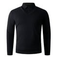 thumbnail image 5 of BiZtdJrK Mens Long Sleeve Polos Shirts with Collar 2 in 1 Tops Solid Color Business Casual Tops, Black, M, 5 of 7