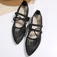 thumbnail image 5 of IEMIEMIEM Womens Mesh Mary Jane Flats Lace Mesh Ballet Flats Elegant Square Toe Slip on Flats Lightweight Breathable Summer Party Walking Shoes Black, 5 of 9