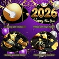 thumbnail image 4 of Golden Theme Happy New Year Banner Sparkling Design 2026 New Year Display Clock Champagne Glass Decor New Year Backdrop for New Year Party New Year Eve Holiday Celebration, 4 of 9