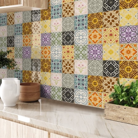 25 Sheets Tiles Stickers 6x6inch Kitchen Tile Decals Bathroom Wall Decor Peel and Stick Self Adhesive Removable Murals