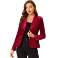thumbnail image 1 of Chaqueta De Terciopelo De Oficina Frontal Con Botón De Solapa Con Muesca Vintage Para Mujer borgoña M, 1 of 6