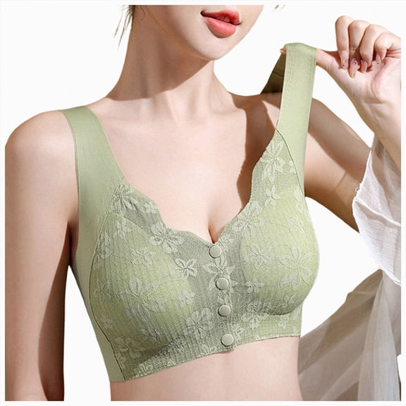 NIEWTR Seamless Front Closure Jelly Bras for Women No Underwire | Full Coverage, Daisy Bras for Older Women, Push Up, Back Smoothing, Wide Fixed Straps(Mint Green,L)
