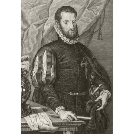 Pedro Menendez De Aviles 1519 to 1574 Spanish Admiral, Founder of St Augustine, Florida, & First Governor of Florida. After A Work By Francisco De Paula Mart Poster Print, 12 x 17