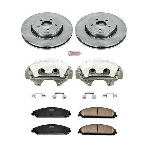 PowerStop Front Stock Replacement Brake Pad and Rotor Kit with Calipers Fits: CHRYSLER DODGE Select Models KCOE2560A