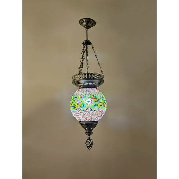 Angora Sofia Turkish Lighting | Mosaic Glass Turkish Moroccan Chandelier Lamps for Home (26.38")