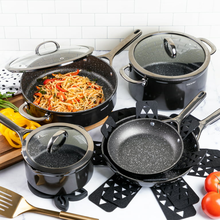 Thyme & Table Nonstick 12 Piece Supreme Cookware Set, Black