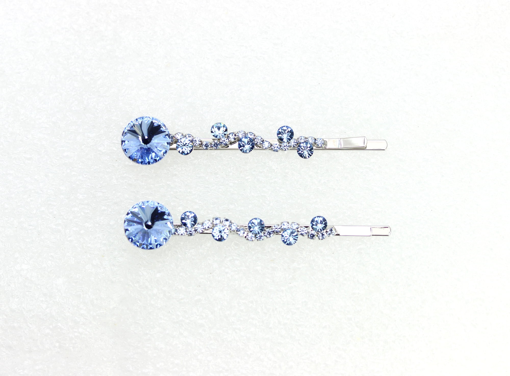 Faship  A Pair Of Light Blue Premium Rhinestone Crystal Floral Hair Clips 2 Pcs Pins