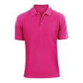 thumbnail image 3 of Men's Polo Golf Classic Sports Casual Cotton Short Sleeve Jersey Shirt Hot Pink - Small, 3 of 3