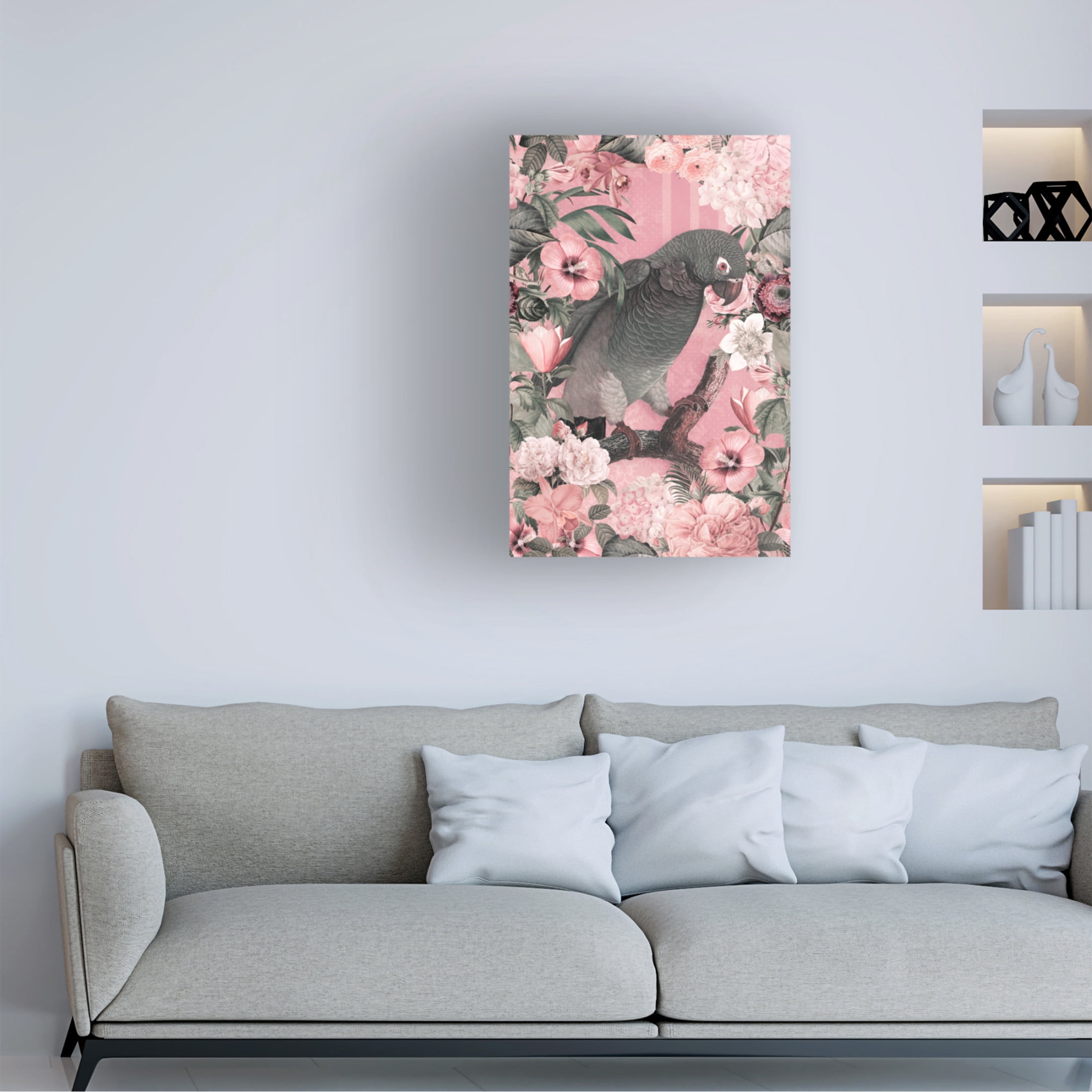 Trademark Fine Art Andrea Haase The Parrots Paradise Garden 3 Pastel Pink Canvas Wall Art