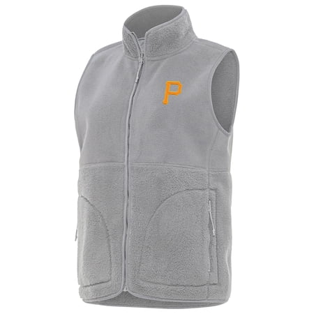 Women s Antigua Gray Pittsburgh Pirates Nostalgic Full-Zip Vest