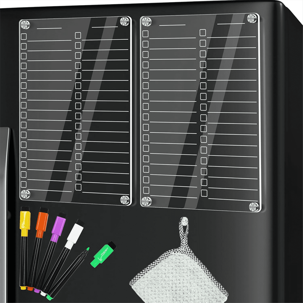 Acrylic Magnetic Dry Erase Board for Fridge,Clear Magnetic to Do List White Board,2Pcs Acrylic Dry Erase to Do List