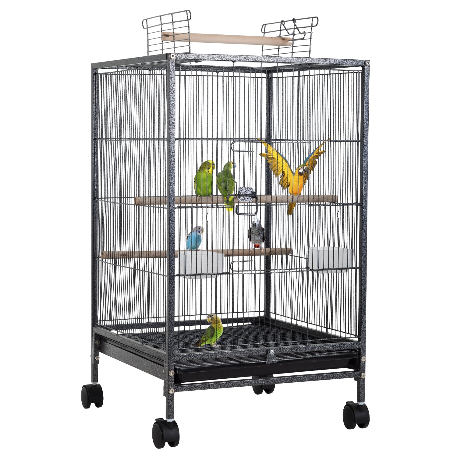 YRLLENSDAN 35in Bird Cage, Parrot Cage Wide Bird Cage with Play Open Top & Rolling Stand Parakeet Cage for Birds Parrots Parakeets