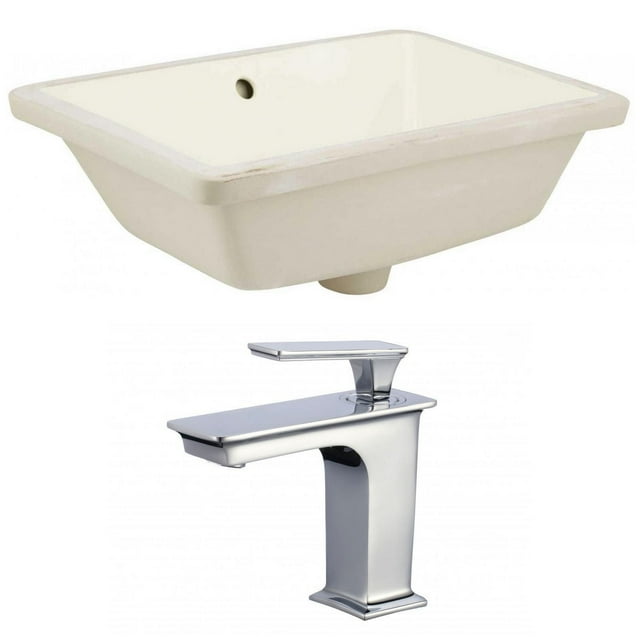 18.25-in. W Rectangle Bathroom Undermount Sink Set In Biscuit - Chrome Hardware AI-22823