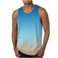 thumbnail image 1 of Tank Top for Men, Mens Gradient Color Printed Vests Casual Sleeveless Round Neck T-shirt Tank Tops, 1 of 4