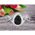 thumbnail image 1 of 10k White Gold 2 Carat Pear Shape Black Diamond Moissanite Engagement Rings With Diamonds Halo, 1 of 5