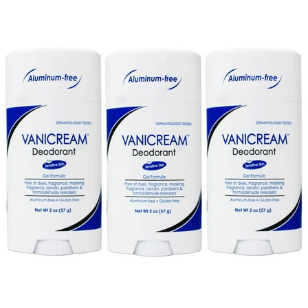 Vanicream Aluminum Free Deodorant Gel Formula Fragrance Free For Sensitive Skin 2 Oz 3 Pack