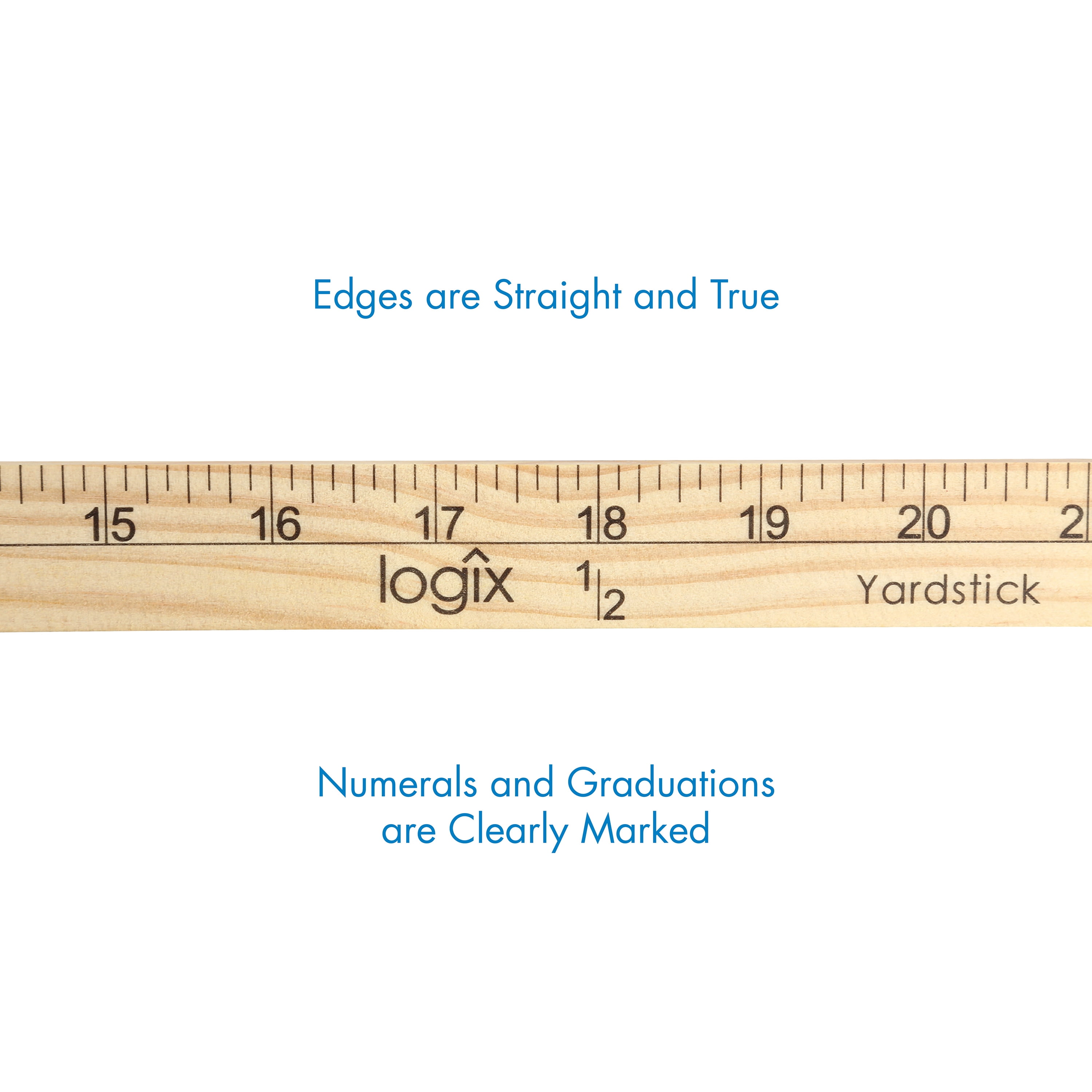 Logix Natural Wood, Fabric 36 inch Yardstick, Measuring Tool