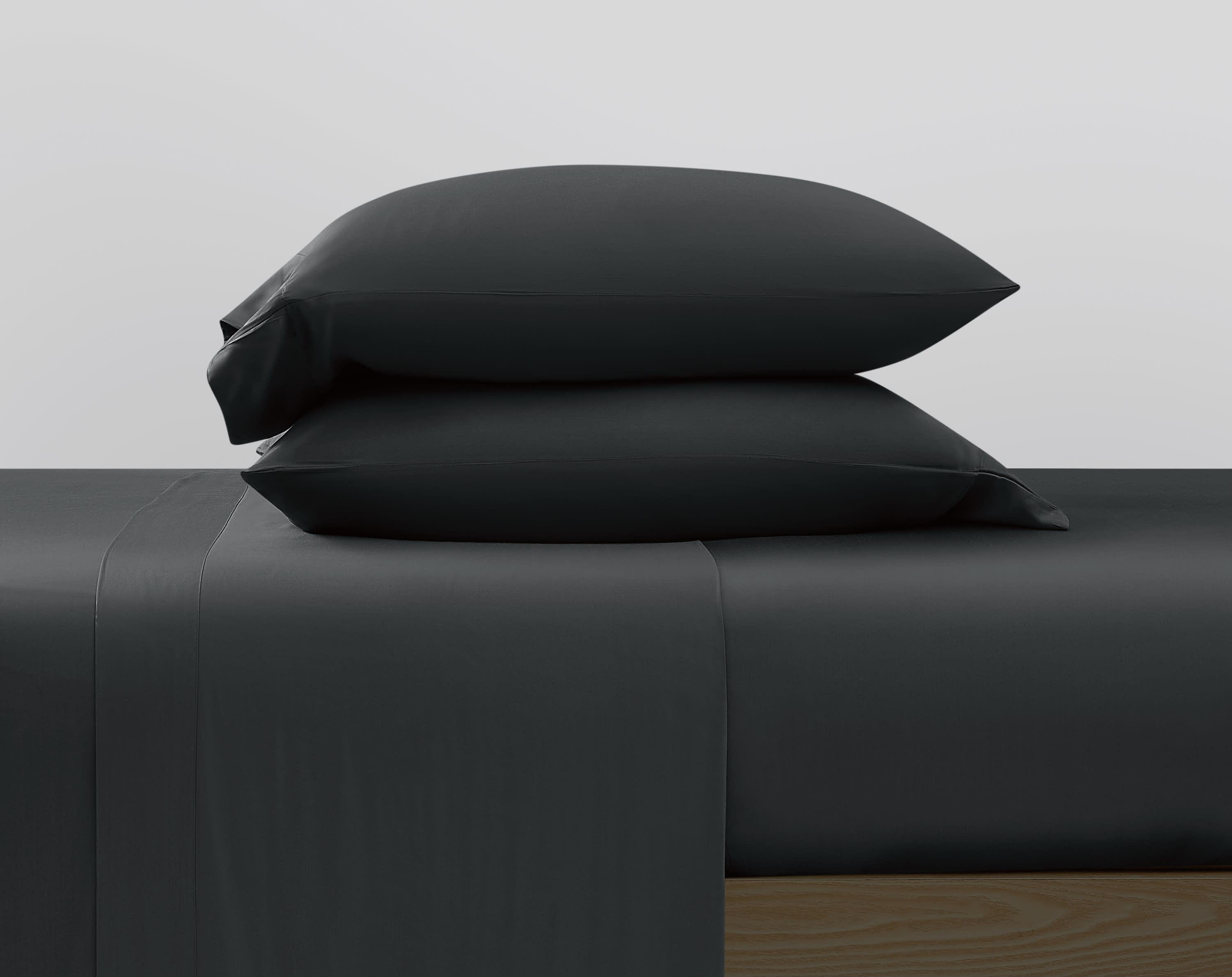 Brooklyn Loom 300 Thread Count Sateen 100% Rayon from Bamboo Deep Pocket 4 Piece Queen Sheet Set in Charcoal, All Season, Adult Size, OEKO-TEX Certified