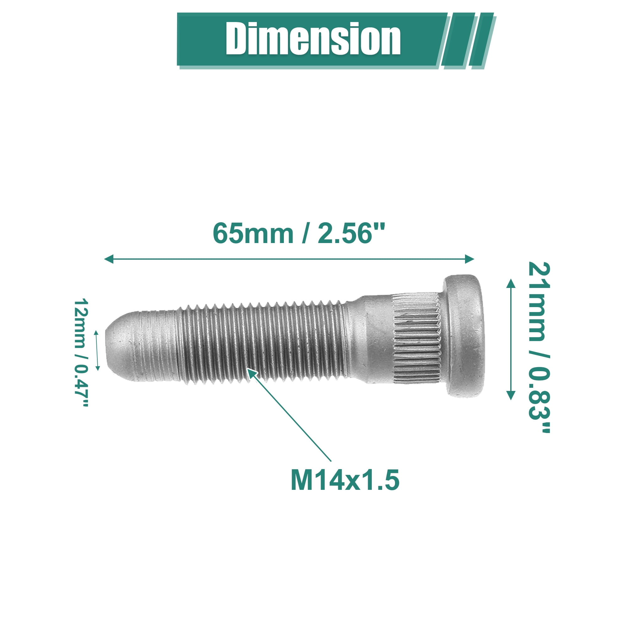 Unique Bargains 6pcs Long Serrated Wheel Studs M14x1.5 for Chevrolet Silverado 3500 HD