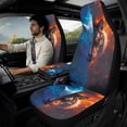 thumbnail image 3 of Xoenoiee Tiger Wolf Fire Pattern Car Seat Covers Full Set of 5/Seat Belt Pads/Car Armrest Cover, PU Leather Auto Accessories Interior Protector Universal Fit, 3 of 7