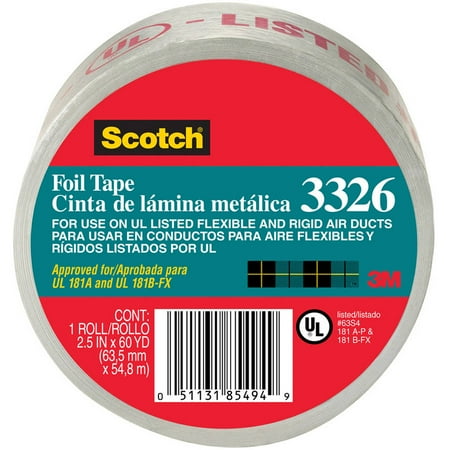 3M 3326-A 2.5u0022 x 60 Yards Scotch Aluminum Foil Tape