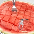 thumbnail image 2 of 2-in-1 Watermelon Slicer & Fork – Stainless Steel Fruit Cutter Tool for Watermelon, Mango, Pitaya – Portable for Camping, Picnics, Home, Parties – Effortless Cubes & No Mess, 2 of 6