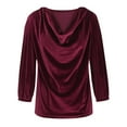 thumbnail image 6 of Summer Tops, Women Blouses, Elegant Women Casual Velvet Shirts Cowl Neck 3/4 Sleeve Drape Design Ruched Front Long Sleeve Blouses Tops for Stylish Outfits, 6 of 8
