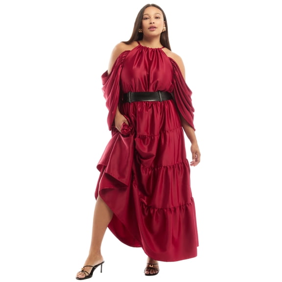June Vie Women's Plus Size Off-The-Shoulder Halter Maxi Dress