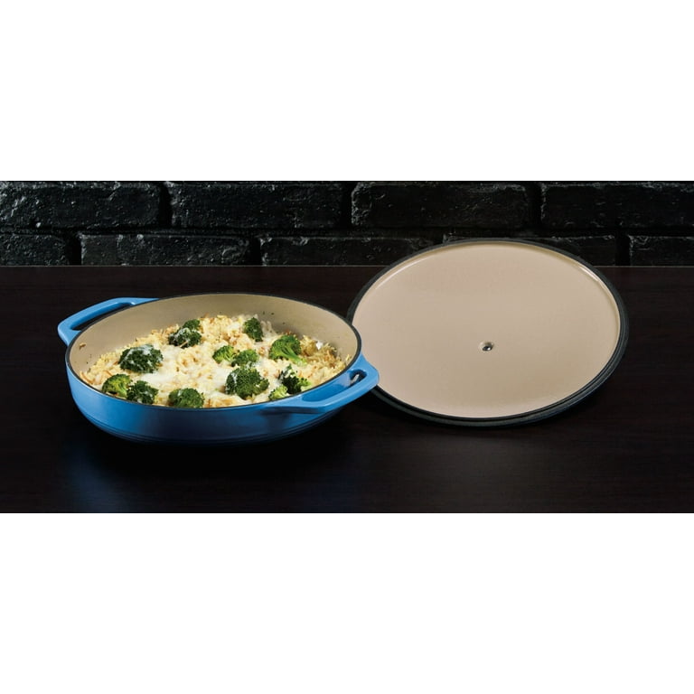 Lodge 3.6 Quart Enameled Cast Iron Oval Casserole With Lid – Dual Handles –  Oven Safe up to 500° F or on Stovetop - Use to Marinate, Cook, Bake