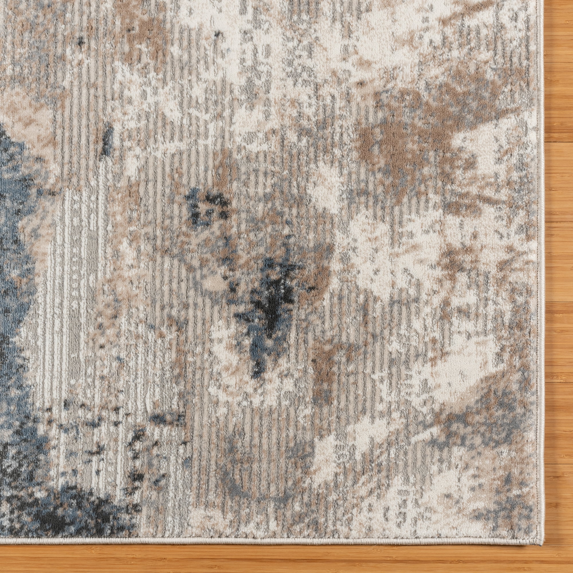 Gertmenian Quattro Paola Modern Abstract Ivory/Taupe/Gray Area Rug, 2x8 Runner