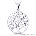 thumbnail image 1 of Tree-of-Life / Knowledge Etz Chaim 36x27mm (1.4x1.1in) Pendant & Chain Necklace in Oxidized .925 Sterling Silver, 1 of 1