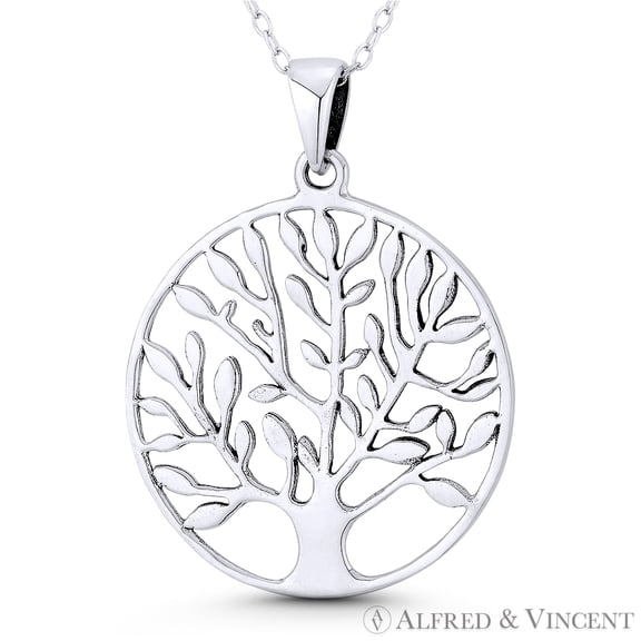 Tree-of-Life / Knowledge Etz Chaim 36x27mm (1.4x1.1in) Pendant in Oxidized .925 Sterling Silver