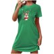 thumbnail image 1 of Camisón corto navideño para mujer, talla grande, con cuello redondo estampado y mangas cortas, para el pecho., 1 of 2