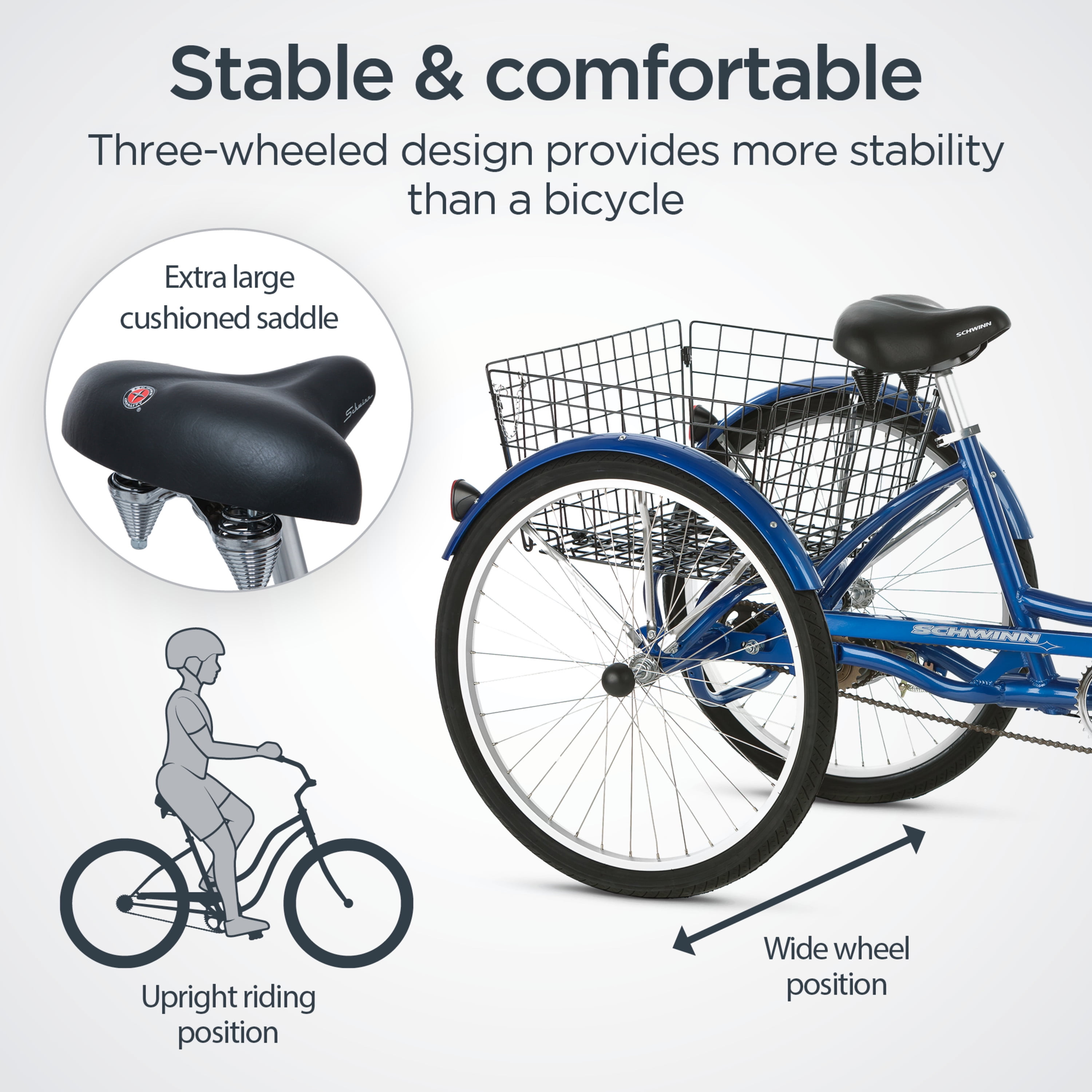 Schwinn Meridian 26 Inch Adult Tricycle Blue Kuwait Ubuy