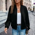 thumbnail image 5 of hoksml Women's Full Zip Jacket, Ribbed Collar Long Sleeve Zip Up Outerwear with Zipper Pockets, Oversized Loose Fit Solid Color Casual Coat, 5 of 6