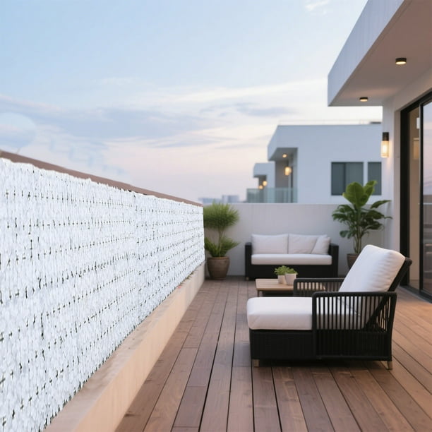 Malla de valla de privacidad de hiedra artificial - Rollo de setos de plástico de 50x100 cm para decoración exterior de paredes, patios y balcóns en blanco o rosa