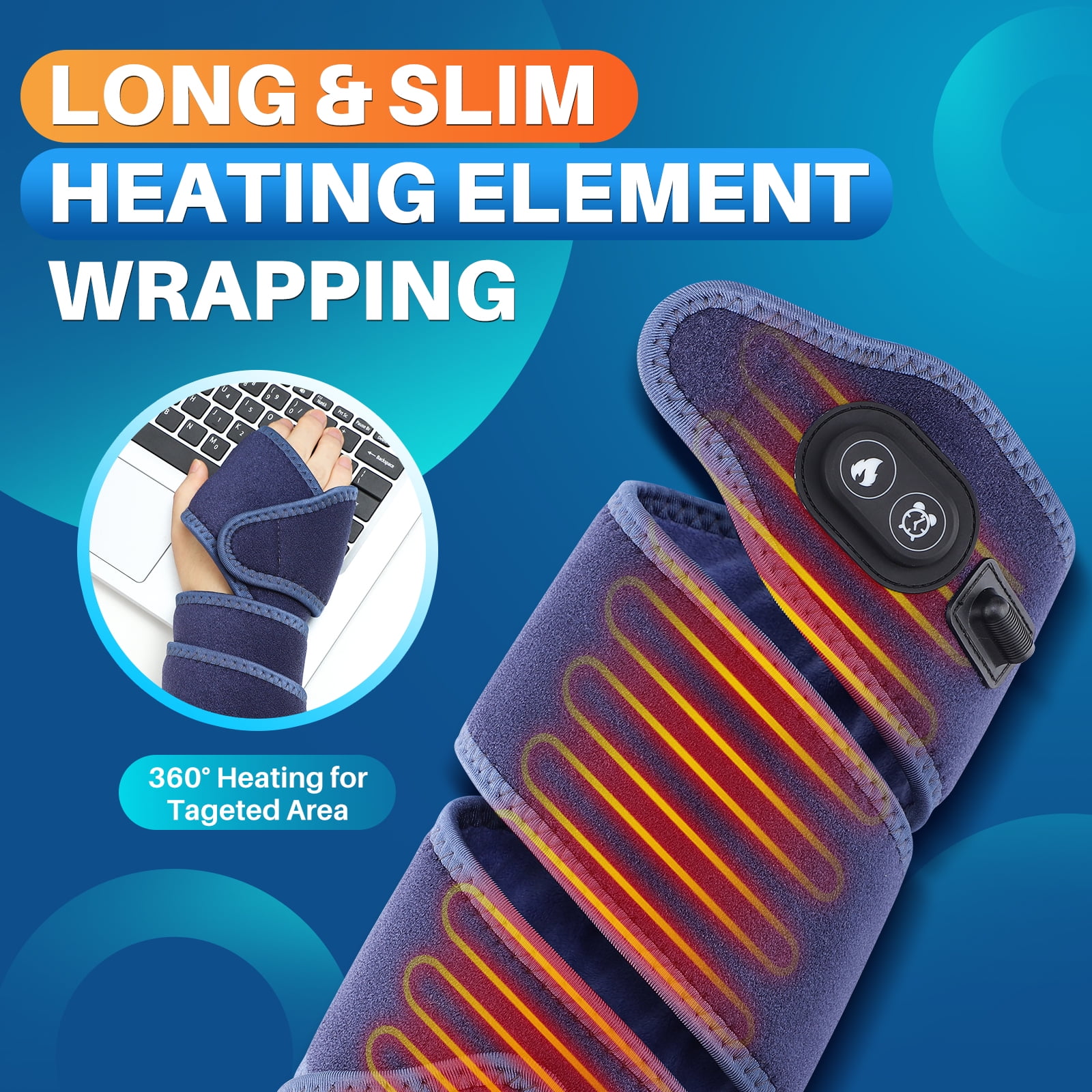 Electric Heating Pads for Elbow Arm Wrist Ankle Leg Knee, Elbow Heated Pad Wrap for Multiple Body Areas, Fast Heating Body Wrap Heated Brace with 4 Heating Levels, 3 Timing Settings