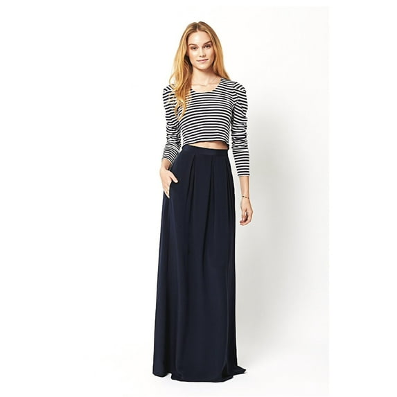 Ariana Rockefeller Amelia Pleated Silk Maxi Skirt