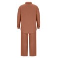 thumbnail image 4 of Mrat Cotton Linen Set Women 2 Piece Button Shirt and Drawstring Long Pants Set Loungewear Outfits with Pockets S-51 Orange S, 4 of 7