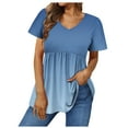 thumbnail image 2 of Womens Fashion Summer Tops 2025 Plus Size Casual V-neck Gradient Printed Short Sleeved Top, 2 of 5