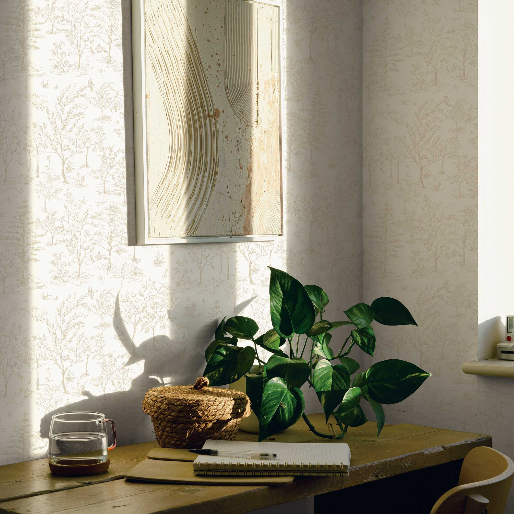 Tempaper Arbor Toile Taupe Removable Peel and Stick Wallpaper, 20.5" X 16.5'