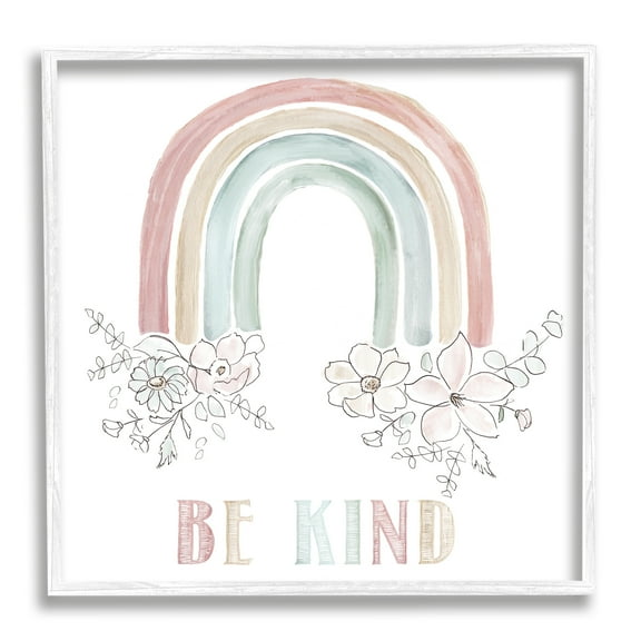 Stupell Indtries Be Kind Phrase Spring Florals Soft Tone Rainbow,17 x 17,Design by Nan