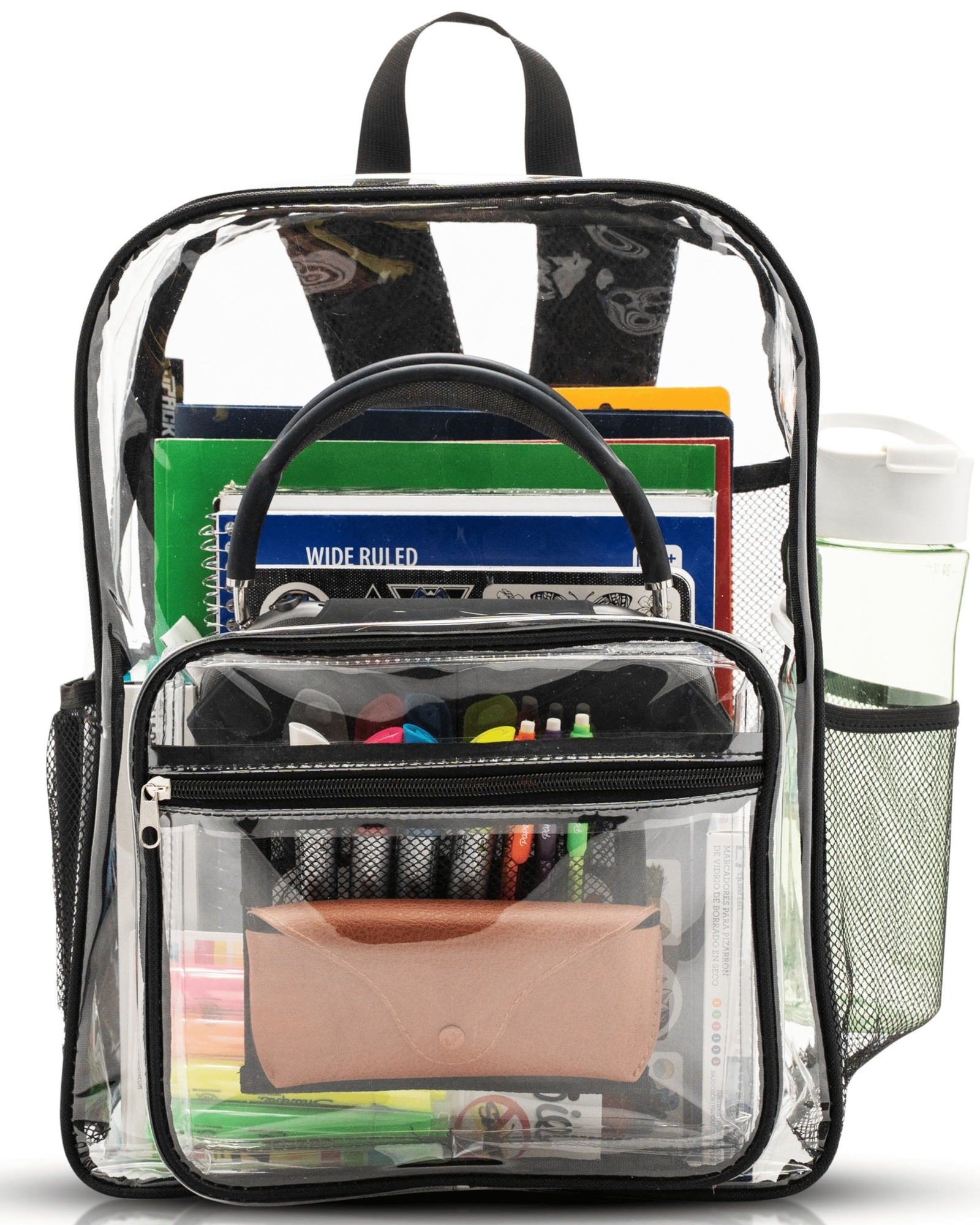 JPACK Clear Backpack – Heavy Duty Transparent Bookbag for Adults and Teens | School, Work, Travel, Stadiums (Black)