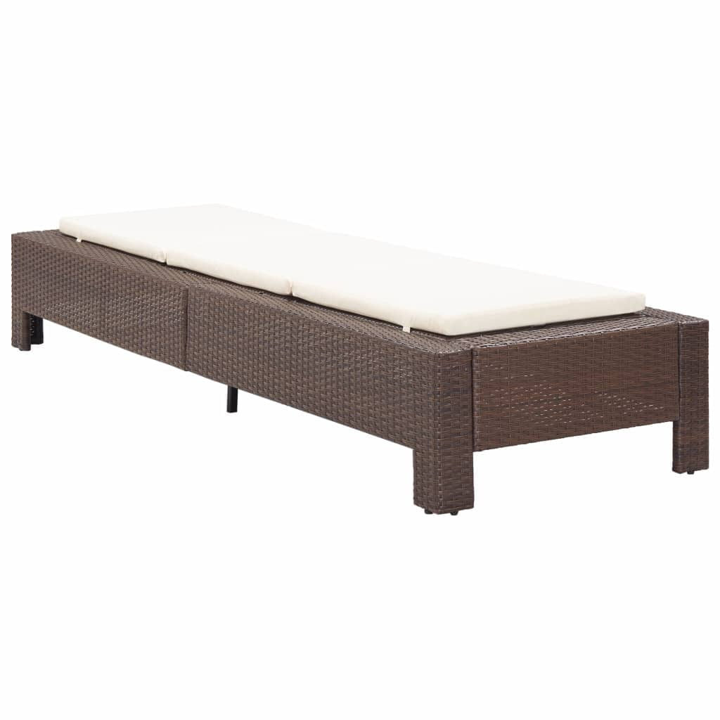 Rattan Sunbed with Cushion, Patio Daybed Lounger for Outdoor, Brown Rattan Sunbed with Cushion, Patio Daybed Lounger for Outdoor, Brown